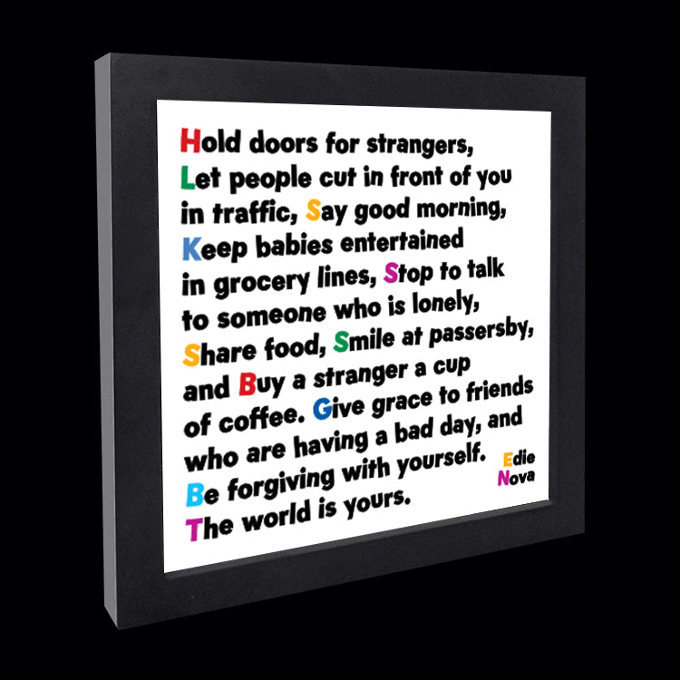 "hold doors for strangers" card