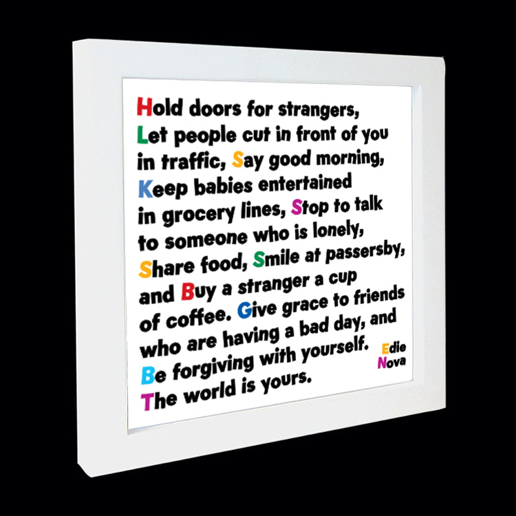 "hold doors for strangers" card