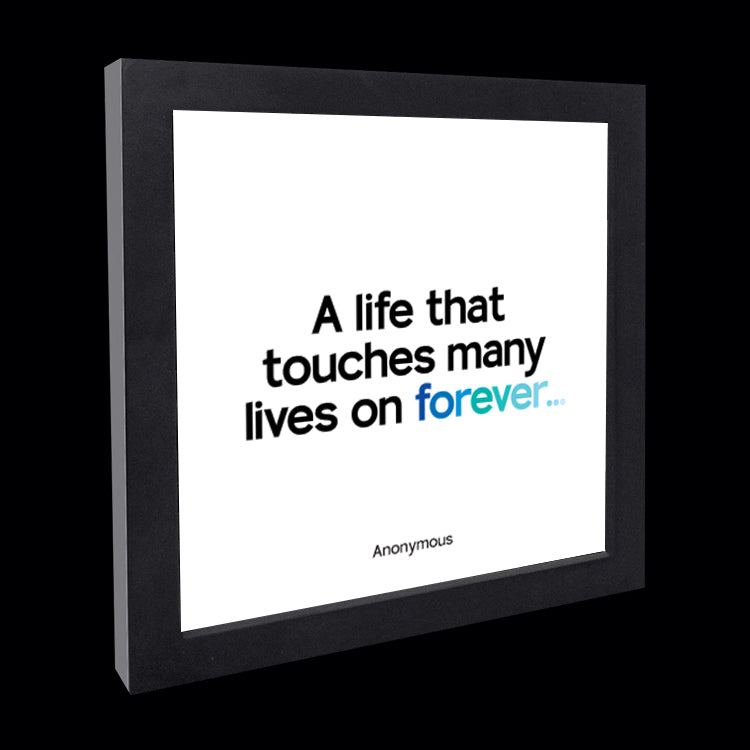 "a life that touches many" card