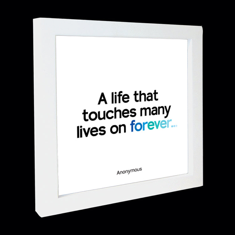 "a life that touches many" card