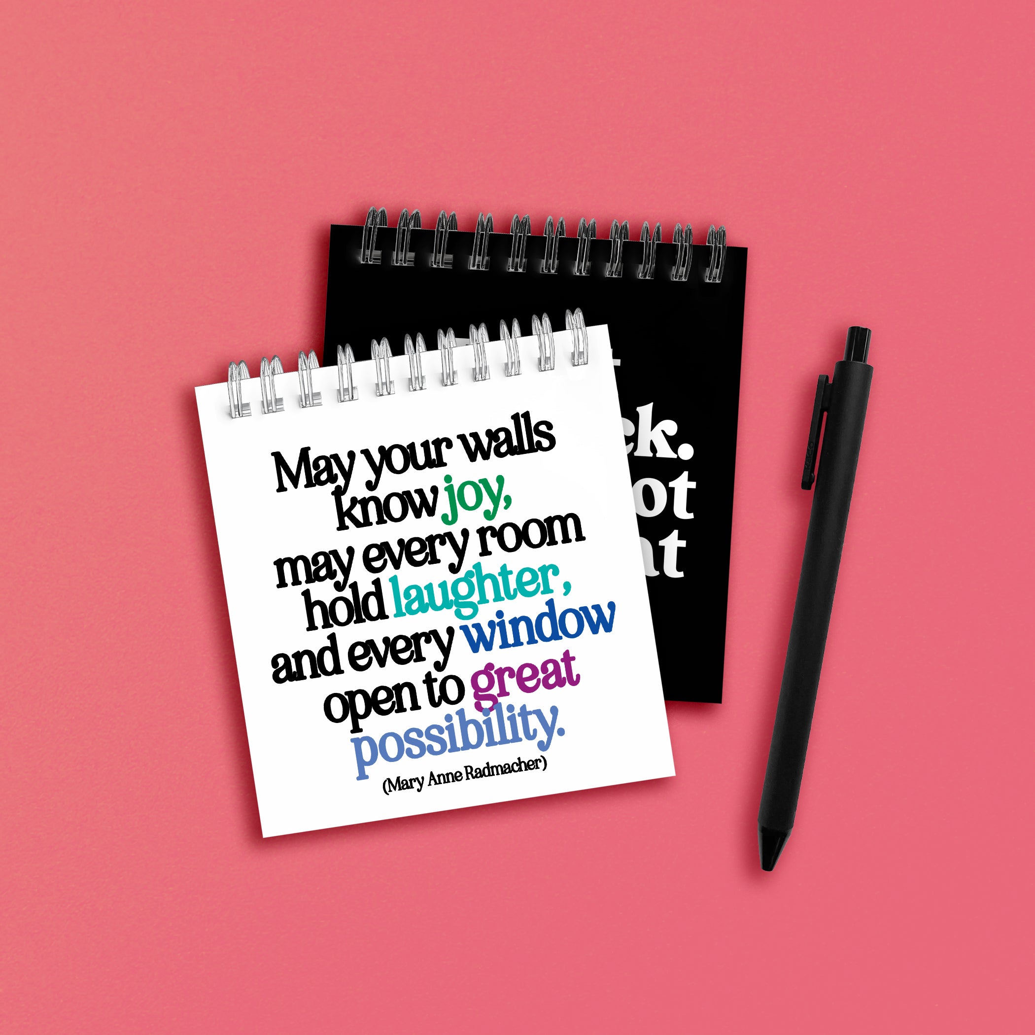"may your walls know joy" spiral notepad