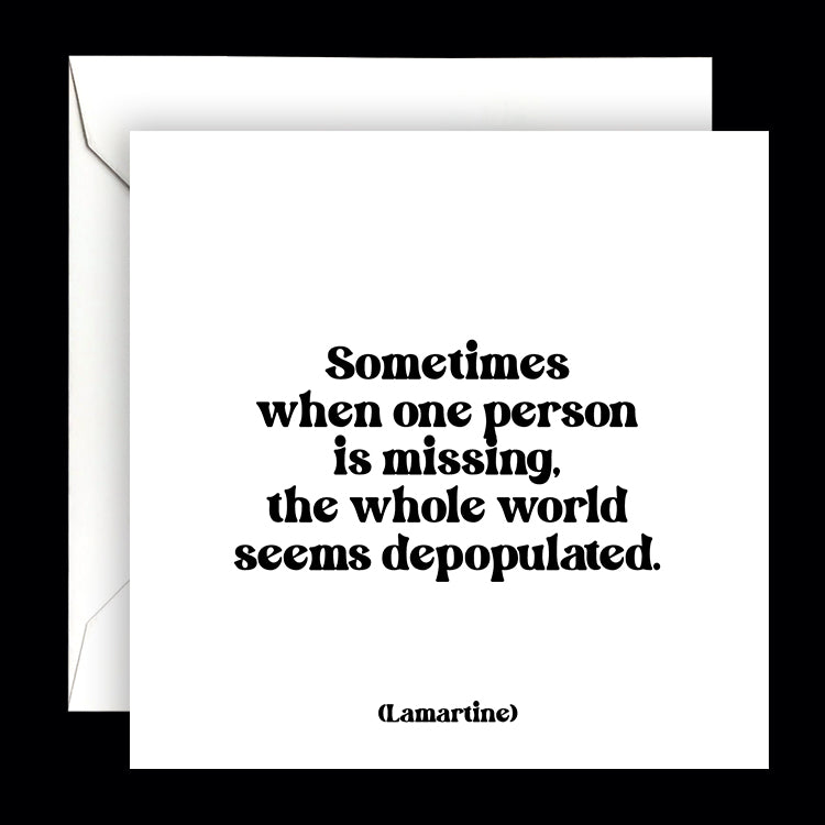 "sometimes when one person is missing" card