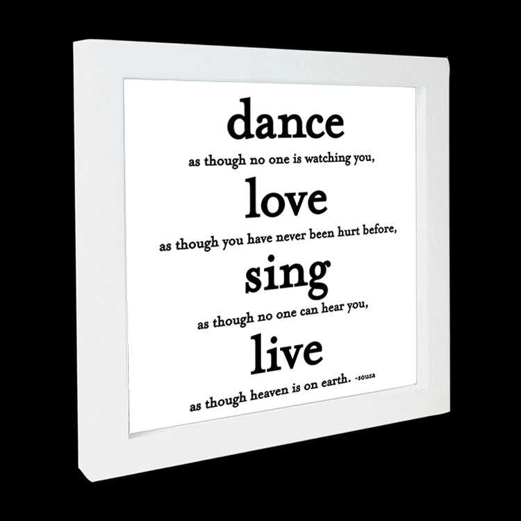 "dance, love, sing" card
