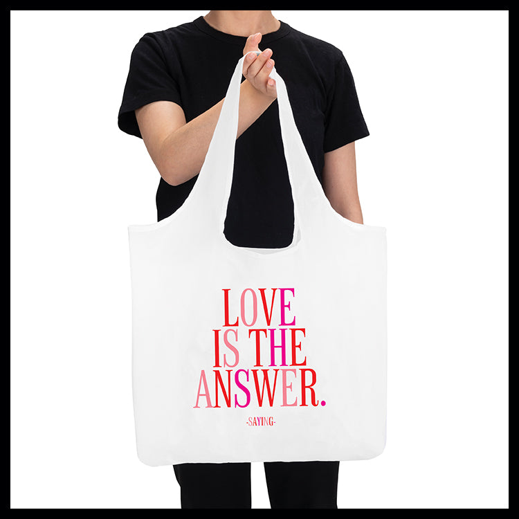 "love is the answer" fold-up bag