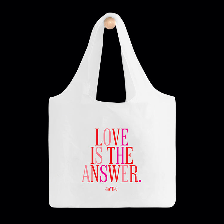 "love is the answer" fold-up bag