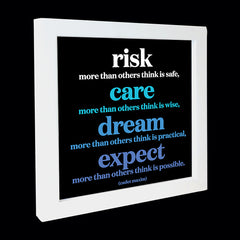 "risk more" card