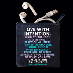 "live with intention" mini pouch