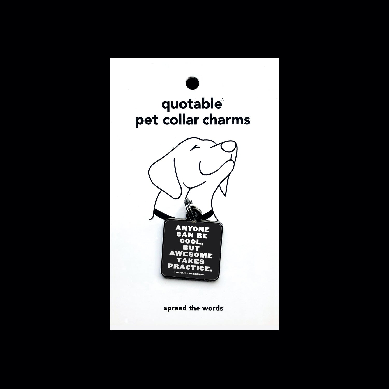 "anyone can be cool" pet collar charm