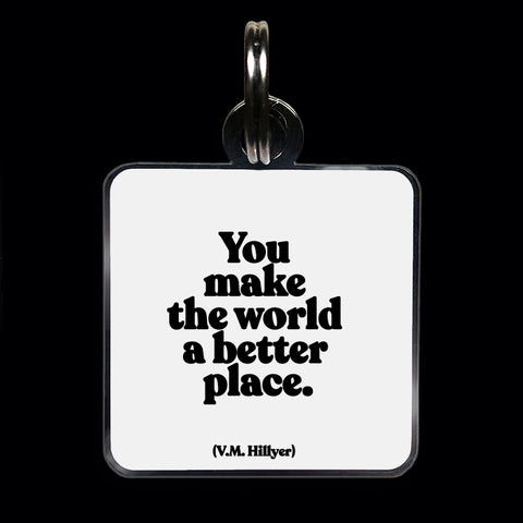 "you make the world a better place." pet collar charm