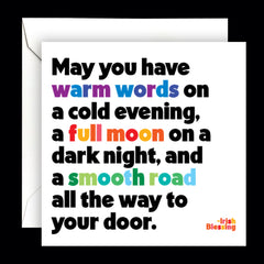 "may you have warm words" card
