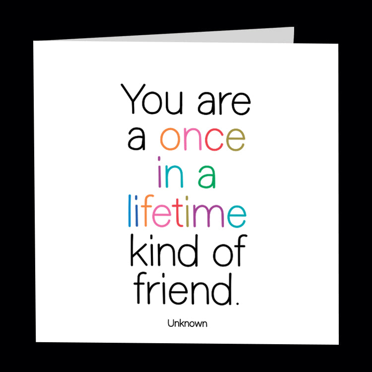 "once in a lifetime" card