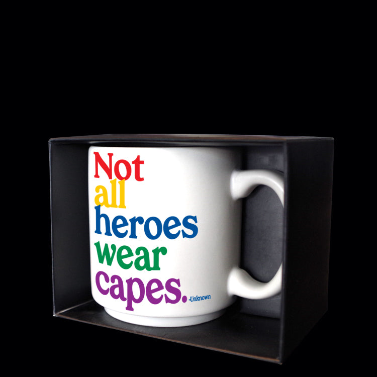 "not all heroes" mini mug