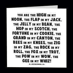 "high in my noon" card