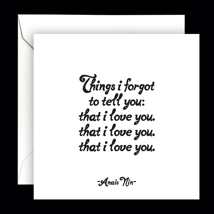 "things i forgot to tell you" card