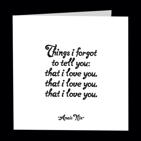 "things i forgot to tell you" card