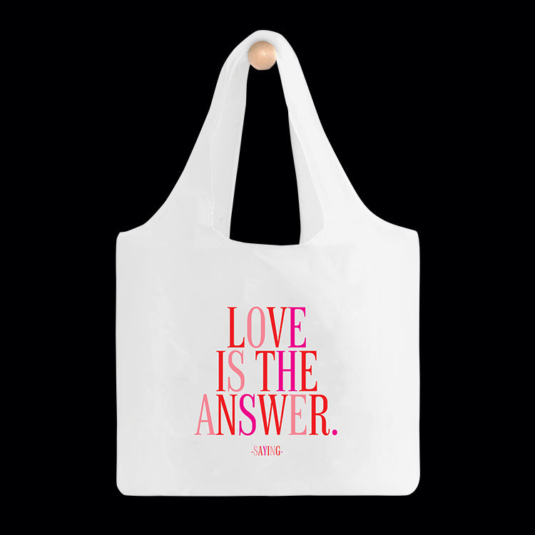 "love is the answer" reusable bag