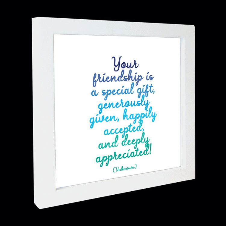 "your friendship is a special gift" card