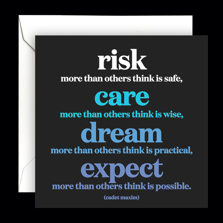"risk more" card