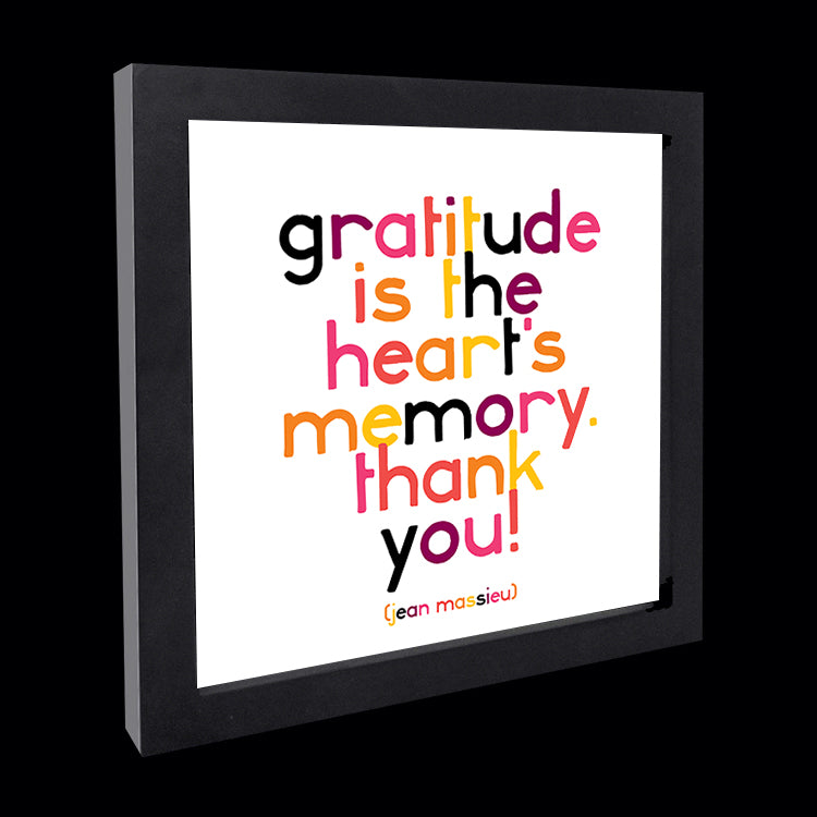 "gratitude is the heart's memory" card