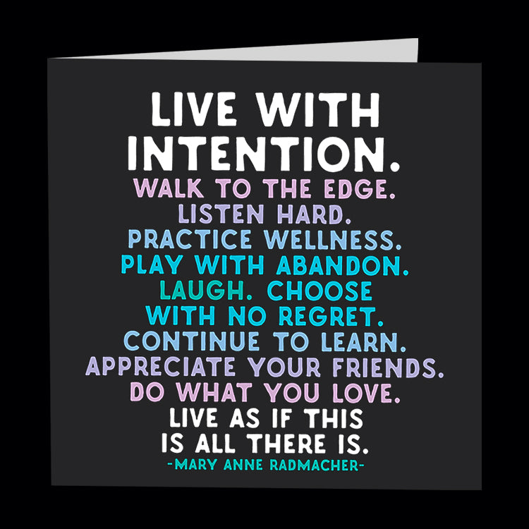 "live with intention" card