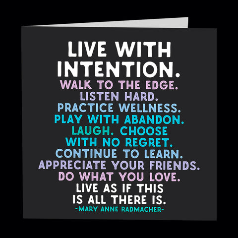 "live with intention" card