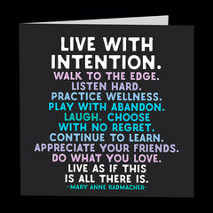 "live with intention" card