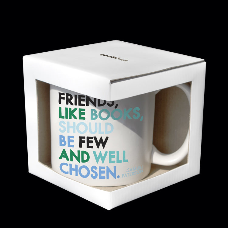 "friends, like books" mug