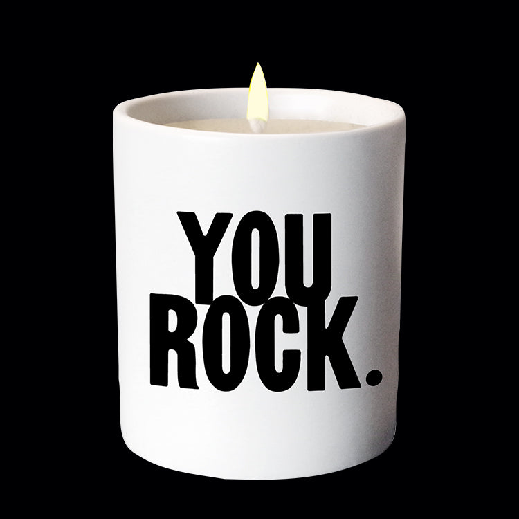 "you rock." candle