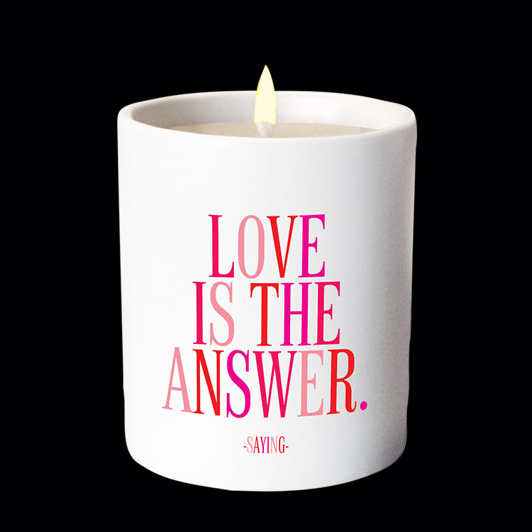 "love is the answer" candle
