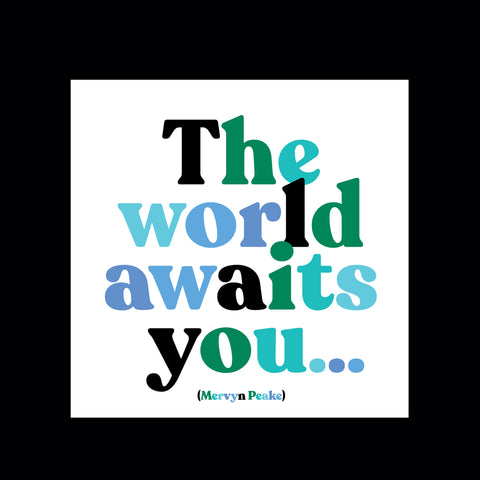 "the world awaits you" magnet