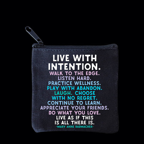 "live with intention" mini pouch