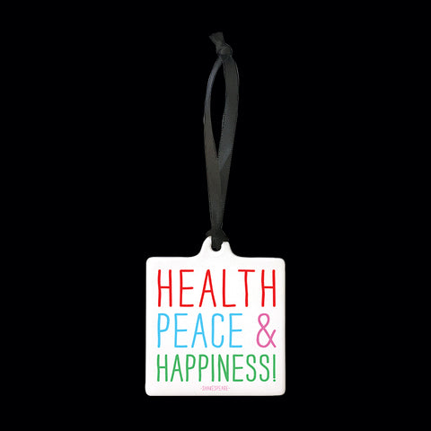 "health, peace & happiness" ornament